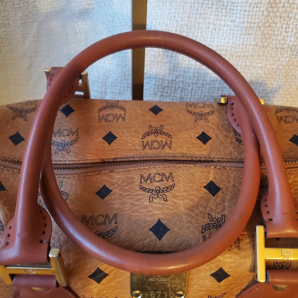 MCM Visetos Brown Monogram Handbag - Picture 8 of 16